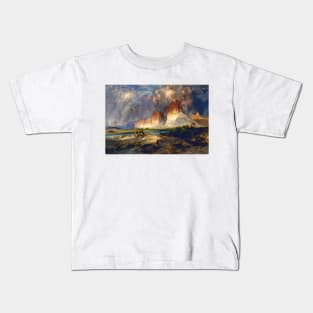 Native Men on Horseback, Cliffs of the Upper Colorado River, Wyoming Territory, 1882 Thomas Moran Kids T-Shirt